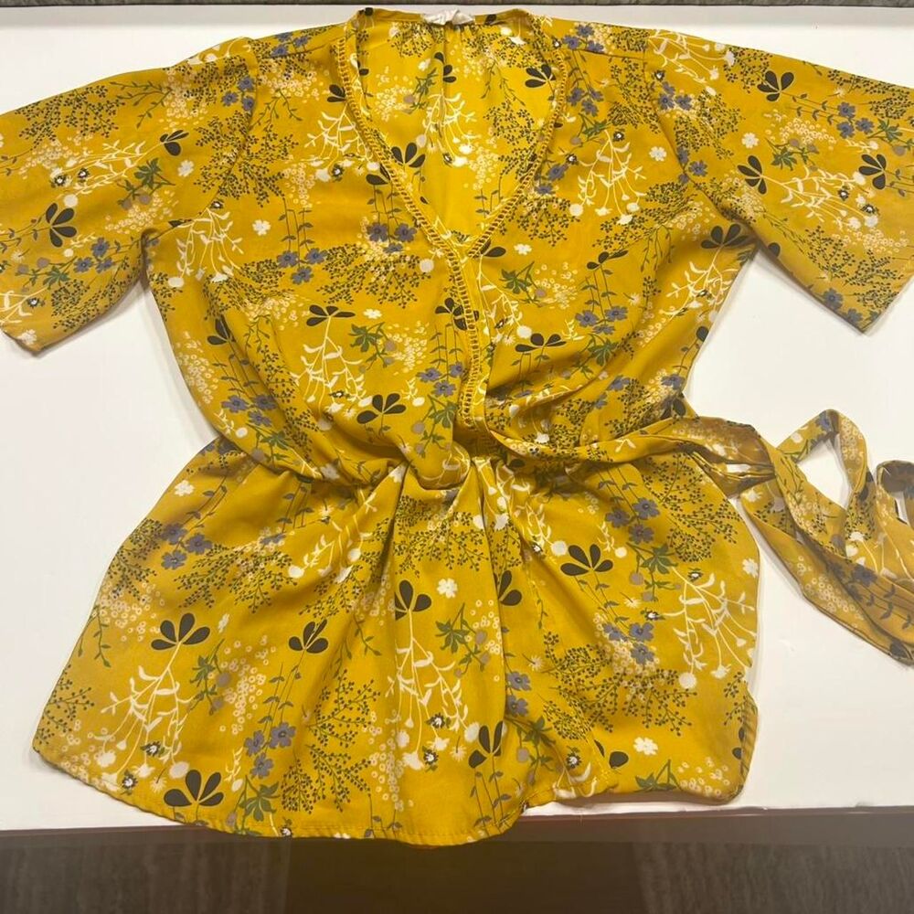 Sienna-sky Women's Yellow Babydoll Blouse Shirt